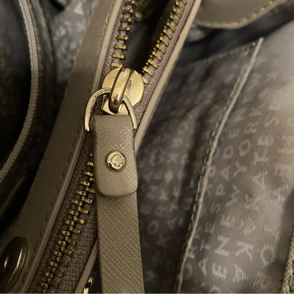 Kate Spade Gray Leather Double Handle Purse - Picture 7 of 10